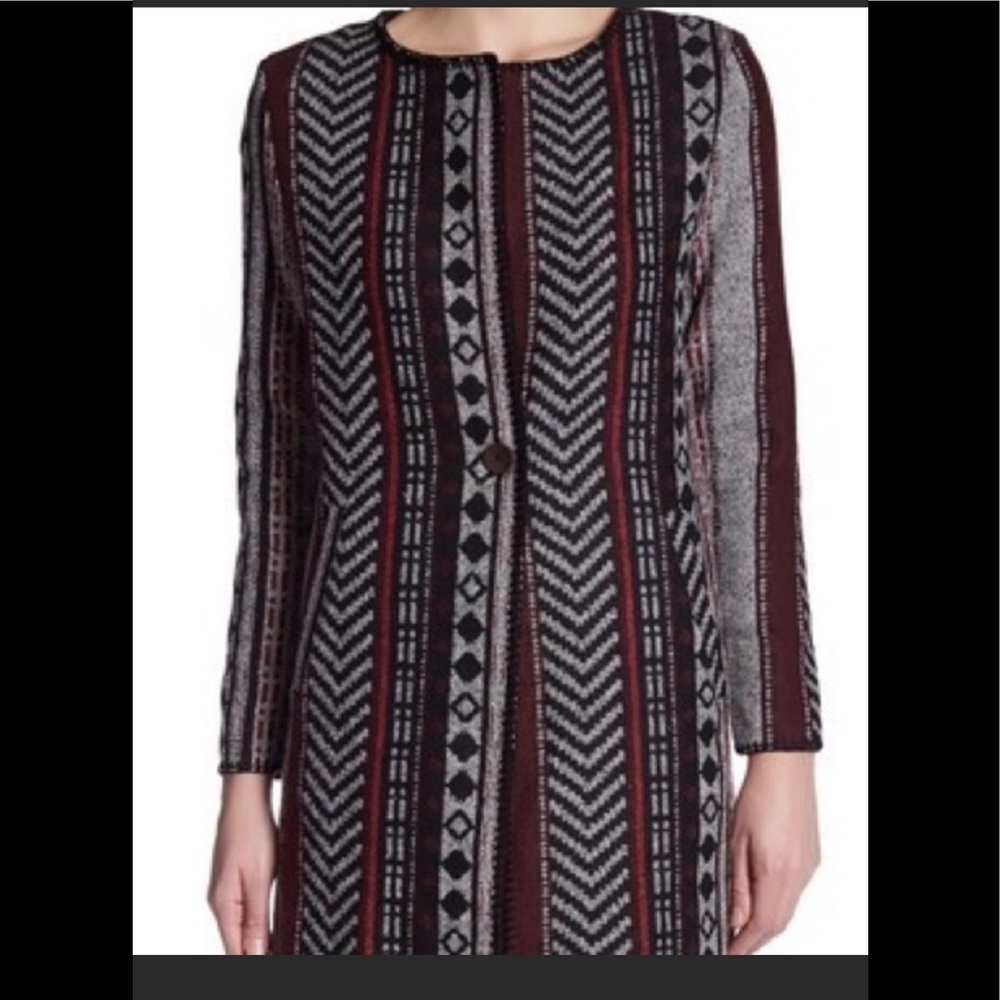 Anama Button Pattern Jacket- Red Gray And Black - image 3
